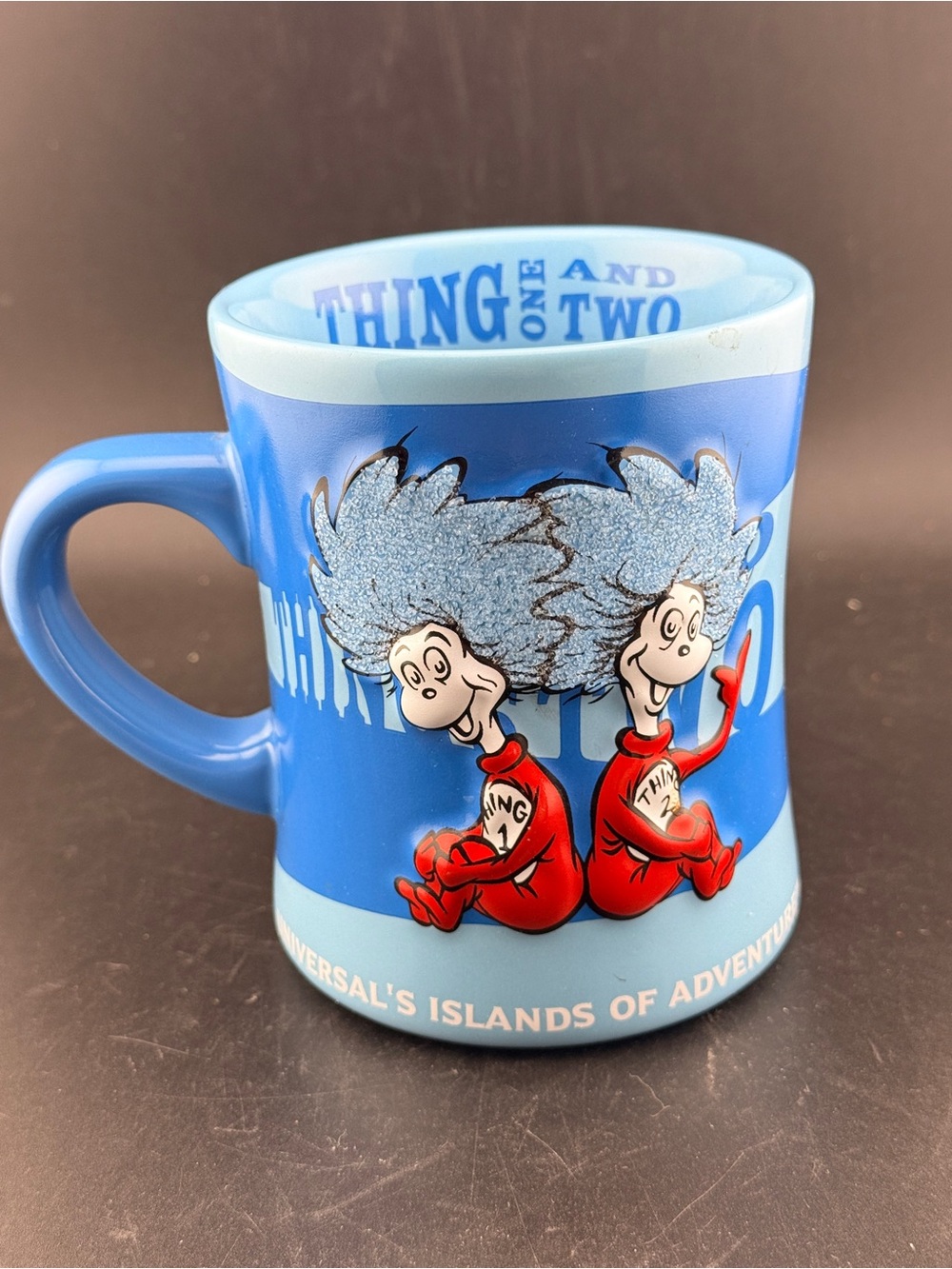 Dr Seuss Thing One And Two Universal Islands Of Adventure Blue 3D Coffee Mug